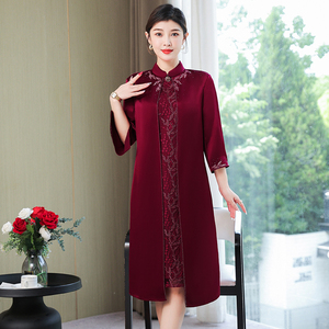 RM23112#婚礼妈妈婚宴礼服喜婆婆装敬酒连衣裙修身夏