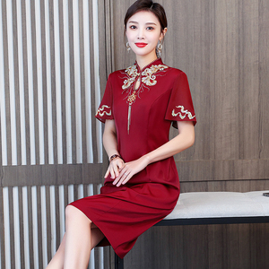 RM8834#婚礼妈妈婚宴礼服喜婆婆装敬酒连衣裙修身夏