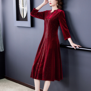 RM21815#礼服父母亲喜婆婆婚宴装旗袍高贵年轻洋气连衣裙秋