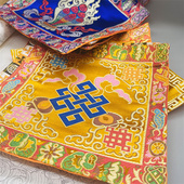 藏式 饰颂钵布垫摩尼宝八吉祥金刚杵法器垫金刚铃杵垫佛像垫 佛堂装