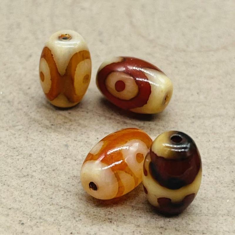 保真品西藏式天然玛瑙虎牙二眼贵人天珠DIY配件饰品隔珠配珠通货