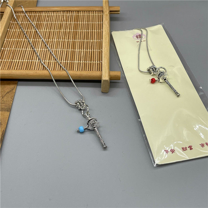 西藏特色旅游纪念品藏银转筒吊坠项链项坠子饰品带链子女学生礼品