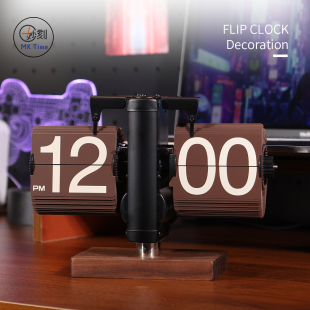 创意自动翻页时钟桌面摆件复古机械表摆台式 饰 数字钟表创意客厅装
