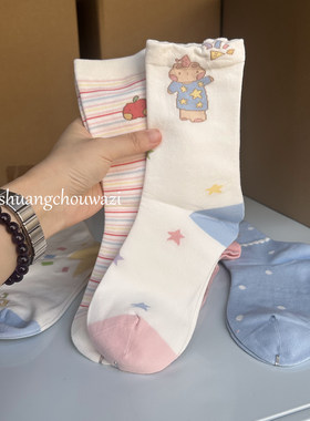 chuyi联名可爱小熊少女中筒袜子