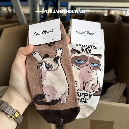贱贱暹罗猫女袜棉吸汗