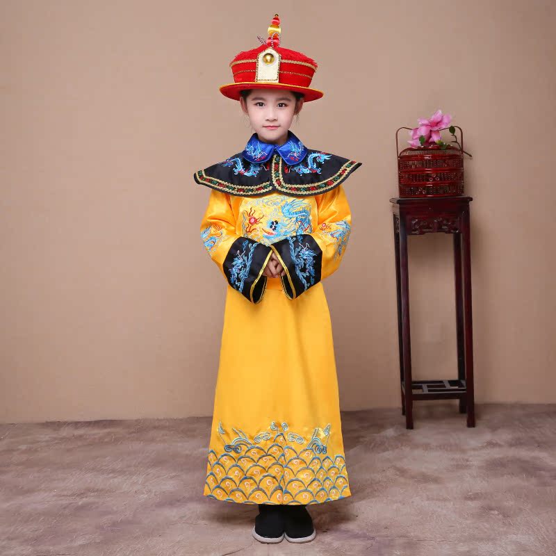 小男孩皇太子旗服古代演出服皇帝服 儿童古男童清朝皇帝龙袍服装