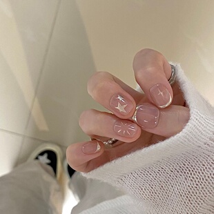 纯手工定制穿戴甲甜酷妹星星美甲贴片显白孕妇假指甲反复可拆卸