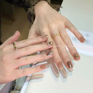 手工定制成品假指甲光疗短款 穿戴甲波点千金美甲孕妇新娘显白