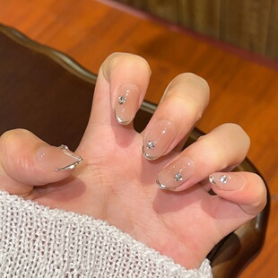 手工定制成品穿戴甲手工美甲碎钻猫眼新款 显白光疗假指甲贴片孕妇