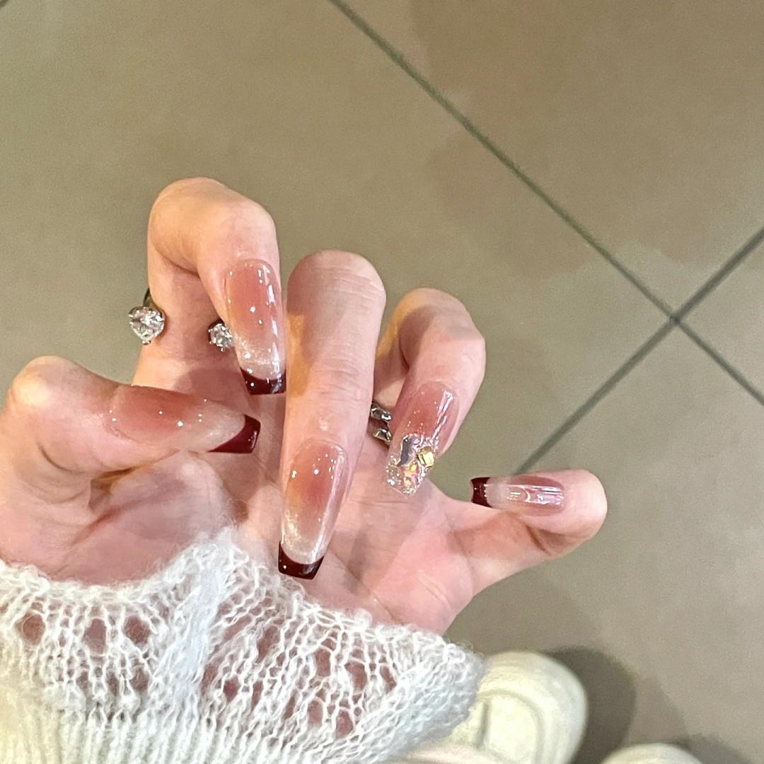 手工定制成品假指甲光疗穿戴甲万人迷少女心春季美甲孕妇新娘显白