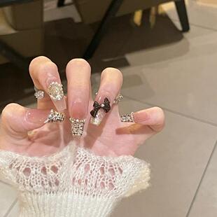 手工定制金丝格纹小香猫眼美甲成品贴片穿戴甲假指甲持久可拆卸