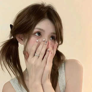 415假指甲贴片手工定制成品美甲贴片星星猫眼短款 穿戴甲孕妇新娘