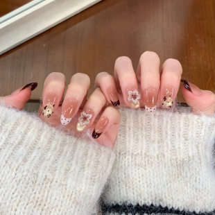 手工定制穿戴甲秋冬美甲美出氛围感棕色贴片显白假指甲可拆卸