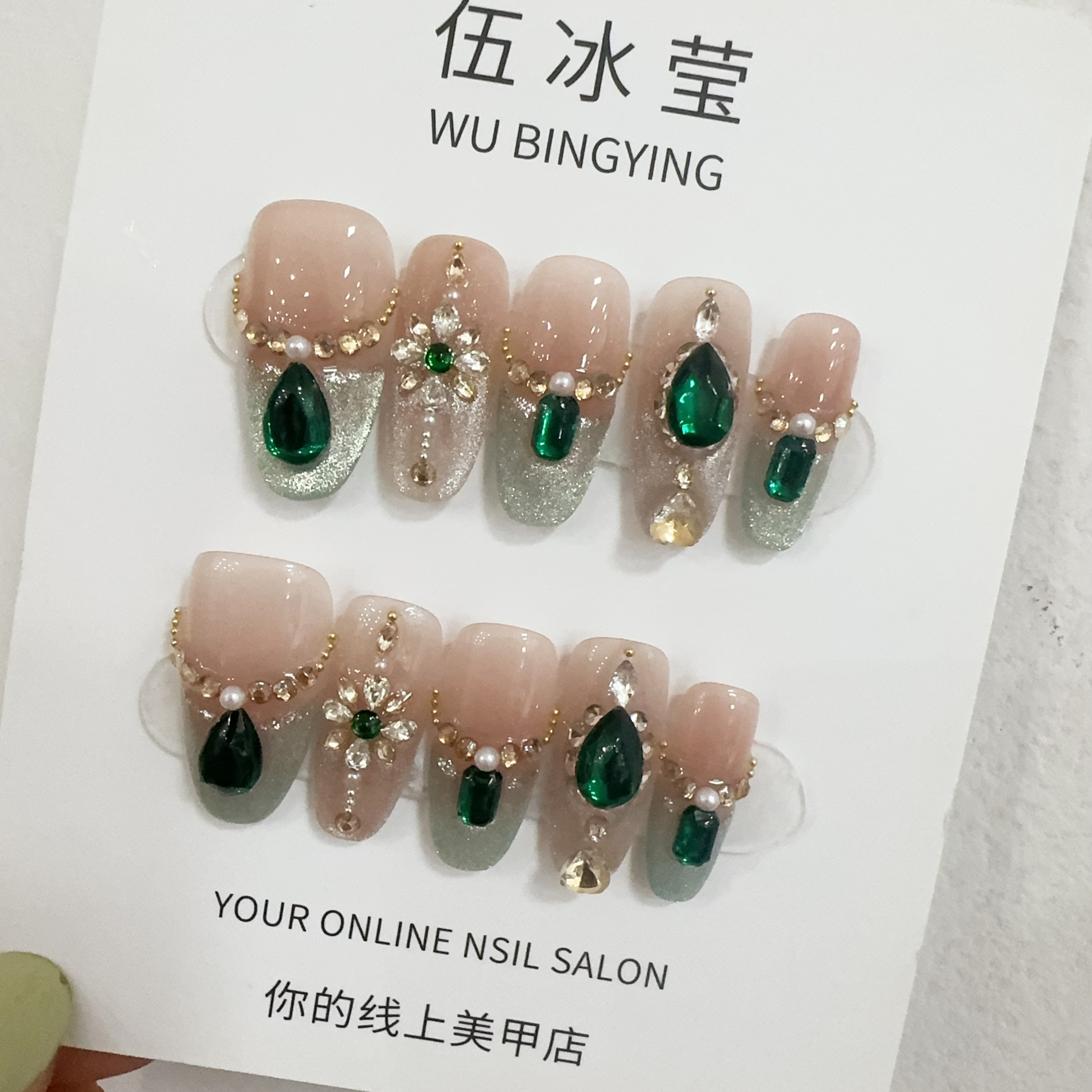 手工定制成品穿戴甲手工美甲幻影蝴蝶新款显白光疗假指甲贴片孕妇