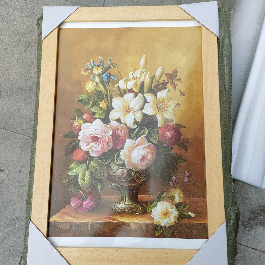 蝶陶瓷板油画摆件洗手间瓷板画挂壁画艺术品花卉客厅欧式装饰防水