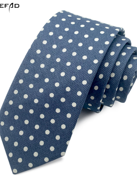 领带男韩版牛仔蓝色波点休闲复古穿搭衬衫女圆点窄领带手打小众款