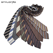 复古领带男商务深咖啡色条纹职场日常穿搭备婚西装 配饰高级感手打