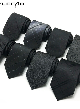 黑色正装领带男士 商务宽版8cm西装上班工作单位职员销售公务领带