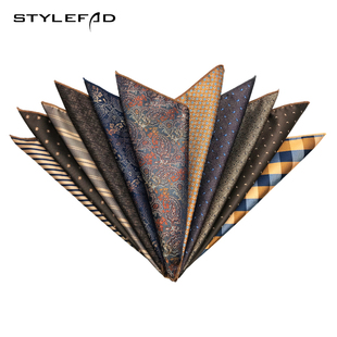 口袋巾西装礼服胸巾男士商务正装英伦韩版浅金香槟咖色系花纹方巾