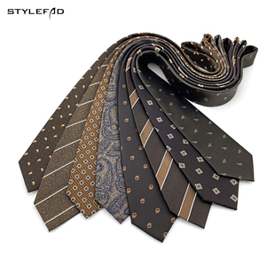 咖啡色复古领带男正装韩版商务时尚主播西服配饰上班日常穿搭领呔