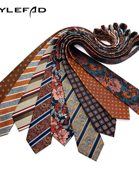 领带男韩版商务新郎衬衫条纹橘红色 8cm宽正装结婚职业领带手打款