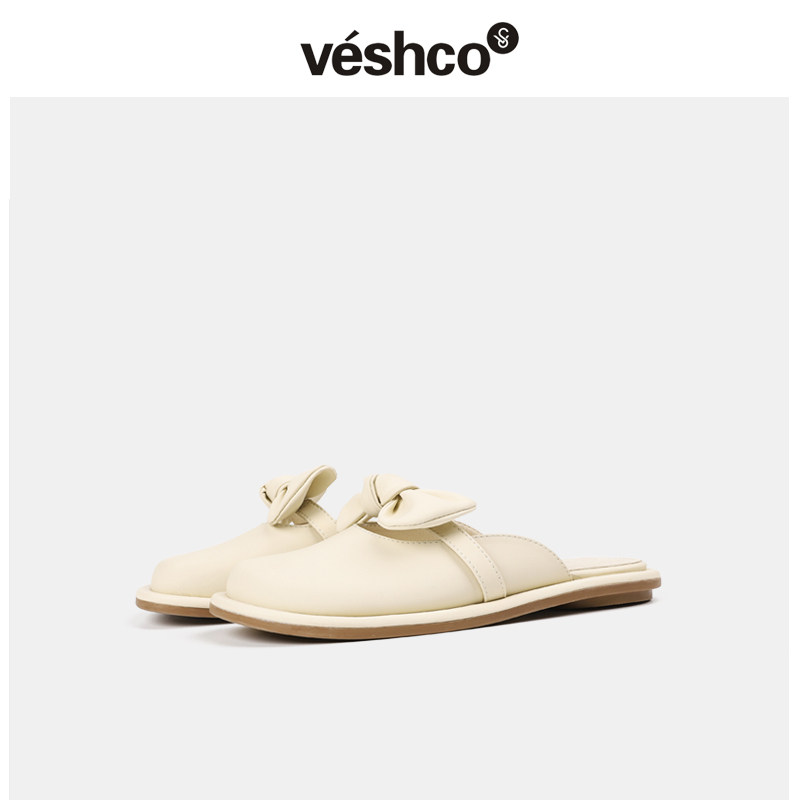 花潼设计师店〗平底凉拖半拖一脚蹬懒人穆勒鞋外穿包头拖鞋女夏