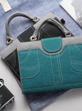 ipad9保护套迷你mini7牛仔布手提包pro11英寸1474电脑air2平板a1822苹果10.5翻盖皮套iapd10第9代10.2保护壳