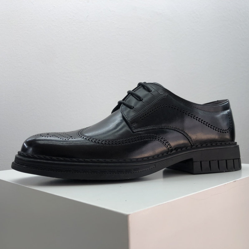 AUTUMN NEW FACTORY DIRECT  LEATHER MENS SHOES BRITISH TREND VERSATILE FASHIONABLE DRESS LEATHER SHOES FLAT HEEL LACE-UP SHOES