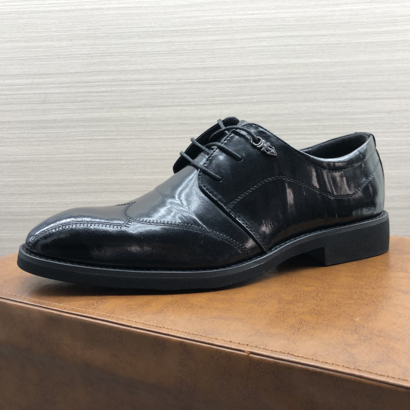 AUTUMN NEW FACTORY DIRECT S HEAVY INDUSTRY EMBOSSED COWHIDE MENS SHOES ROUND TOE FLAT HEEL LACE-UP DRESS LEATHER SHOES TRENDY SHOES