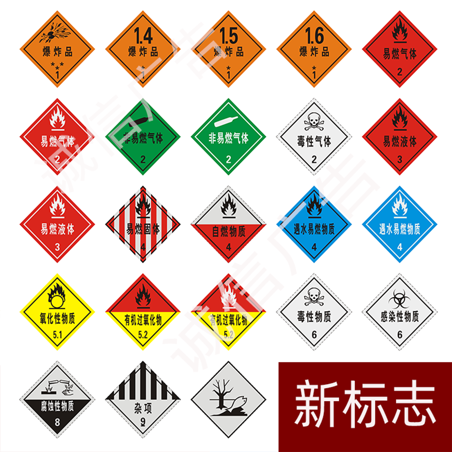 危险品贴纸危化品车辆标识牌新国标油罐车菱形反光标志牌非易燃气体汽油柴油液体油罐车标签反光膜标贴警示牌