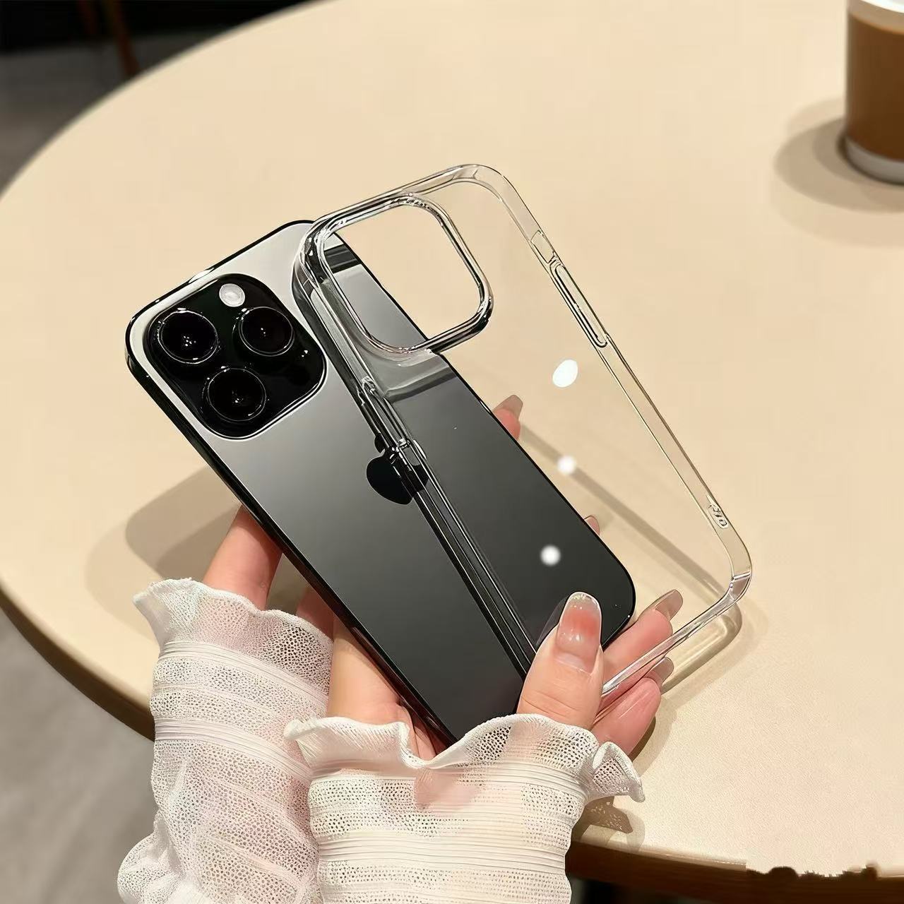 苹果18pro透明保护壳15plus防摔软套14/17promax镜头大孔12pm/13pro简约iphone11适用X
