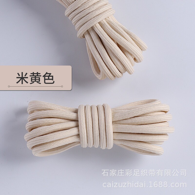 工厂直销圆形加粗鞋带5mm老爹鞋运动篮球鞋黑白色椰子鞋带绳一双