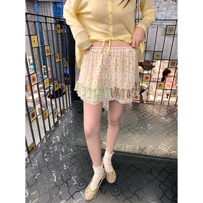 Realzz official一宁章章 轻盈少女 多色拼接褶边碎花蛋糕半裙