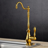 欧式 家用净水器水龙头直接厨房茶几直饮水龙头复古金色全铜入墙式