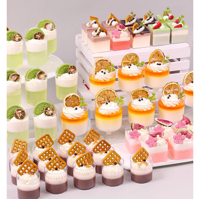 甜品台迷你杯慕斯杯高脚透明塑料