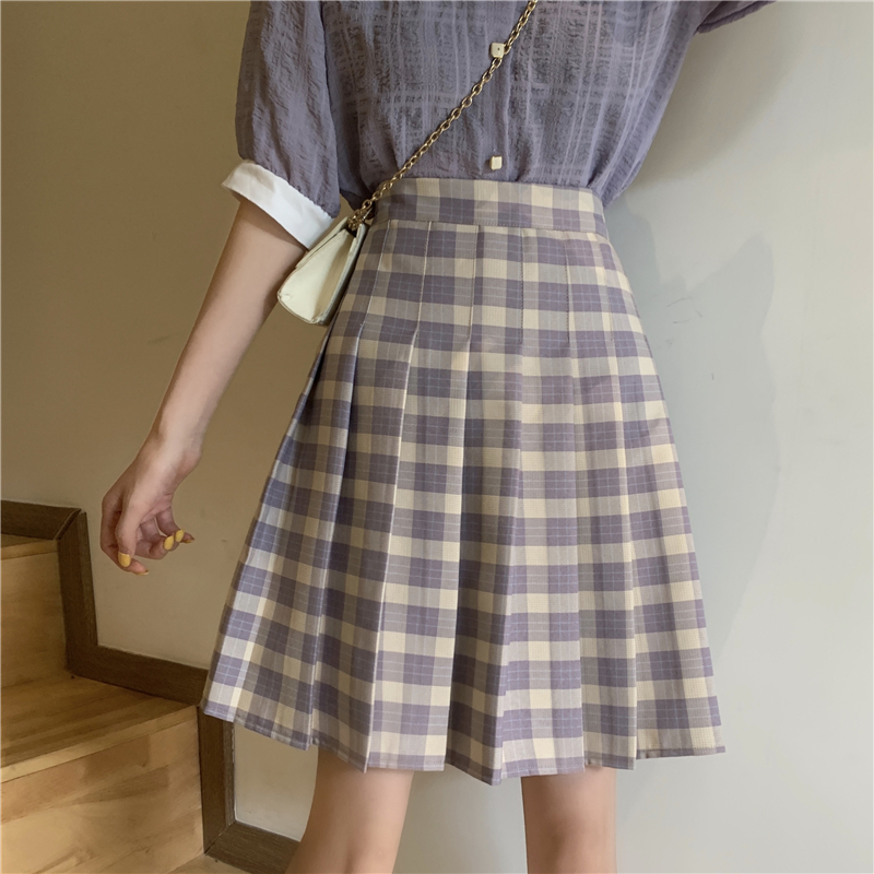 bm夏胖高腰显瘦a字学院风百褶裙