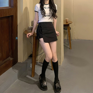 大码 裙女胖MM高腰百搭bm小众学生A字裙包臀半身裙 显瘦不规则短裤