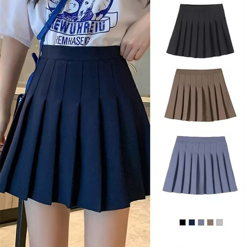 大码深蓝色百褶裙女春夏高腰显瘦防走光a字裙胖mm白色半身裙短裙