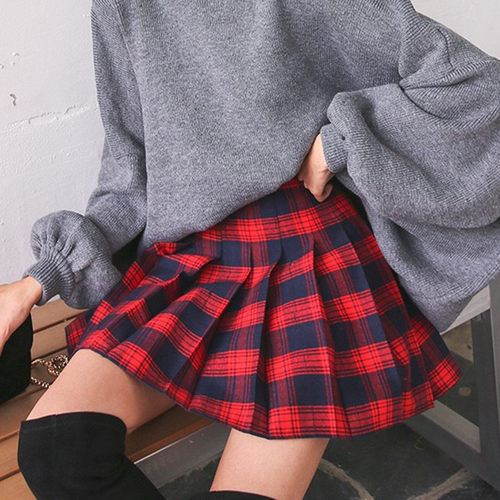 大码高腰a字胖mm风伞网球半身裙