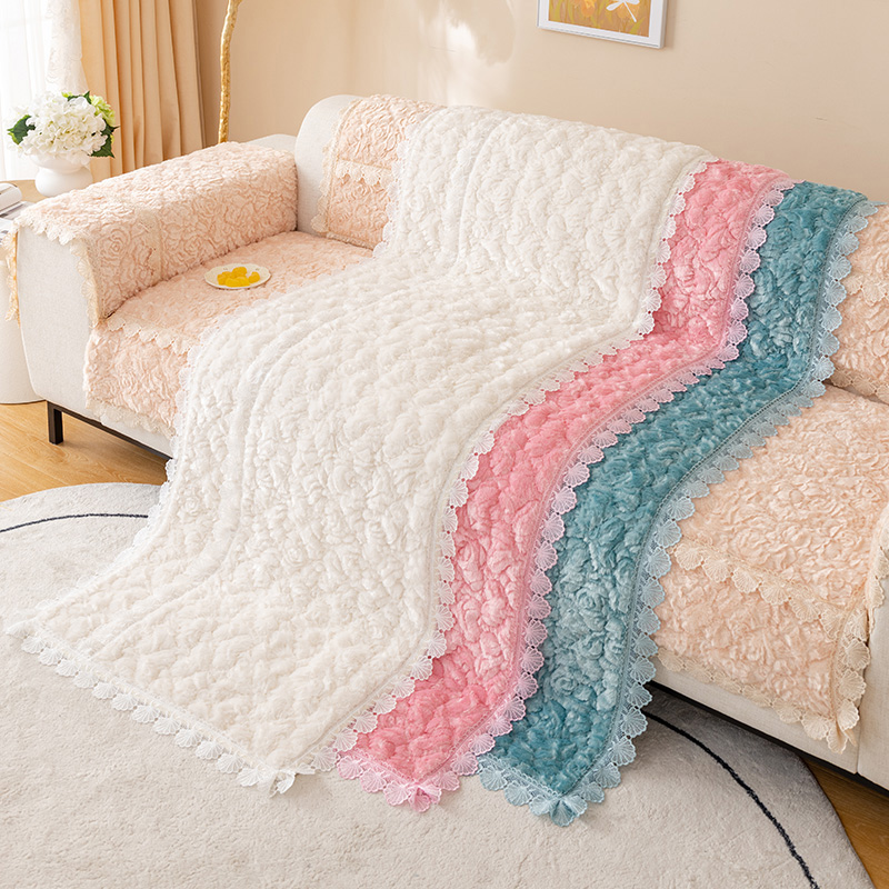 玫瑰绒沙发垫毛绒防滑通用