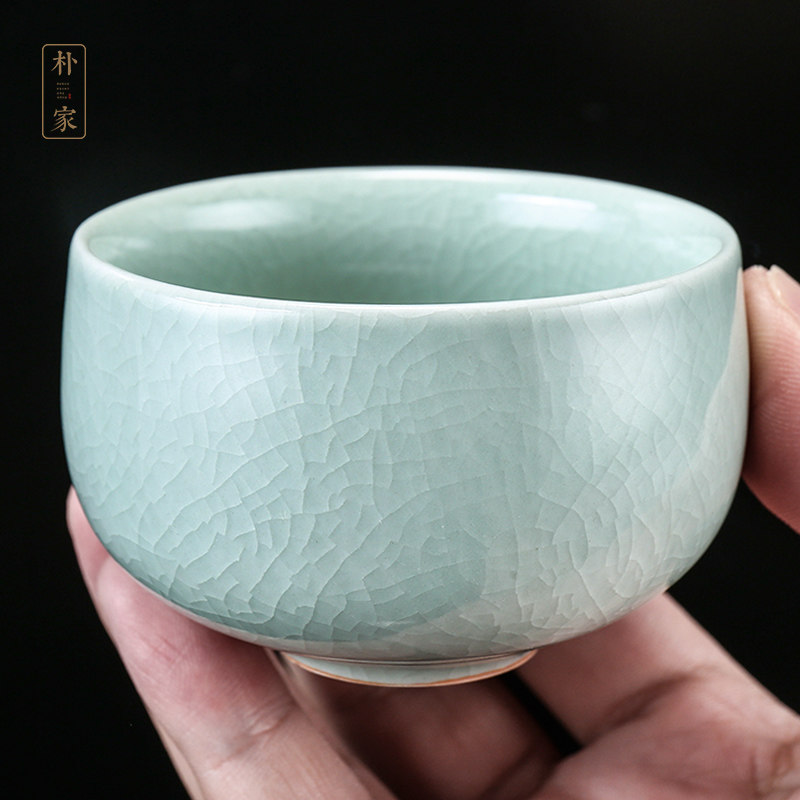 廷怀窑李廷怀汝窑茶杯陶瓷品茗杯主人杯单杯汝州汝瓷开片个人杯_虎窝淘