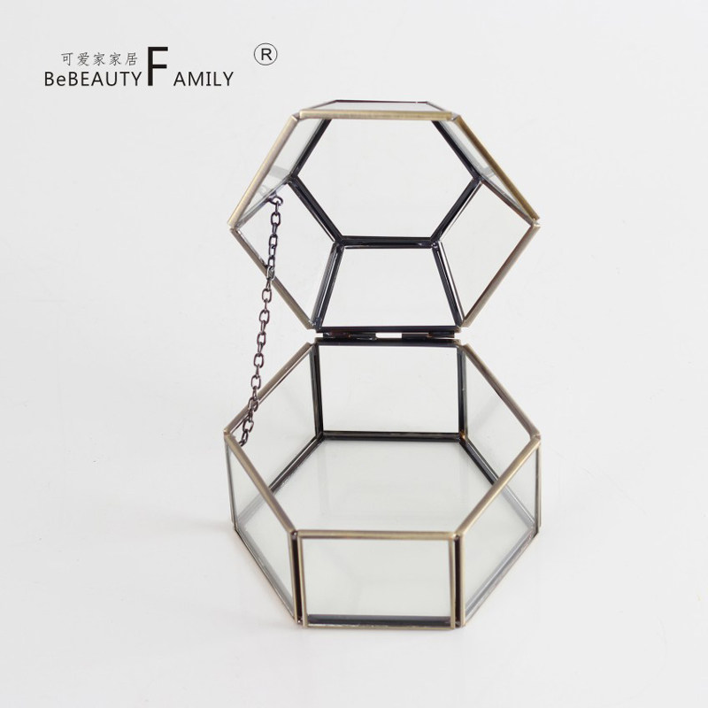 lovely Northern Europe Copper Hexagon Glass Greenhouse Geometry Spend eternity FlowerBox Glass cover Jewelry box Decorationin the Home accessories , Decoration  category - from Buy2taobao.com to provide professional Taobao agent buy service