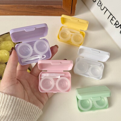 甜美糖果色像鱼简约小巧隐形眼镜盒子伴侣盒美瞳护理盒T057pp盒