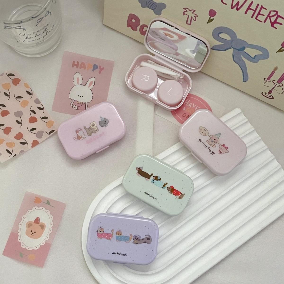 ins风简约隐形眼镜盒小巧便携式少女心可爱美瞳收纳盒伴侣盒B103