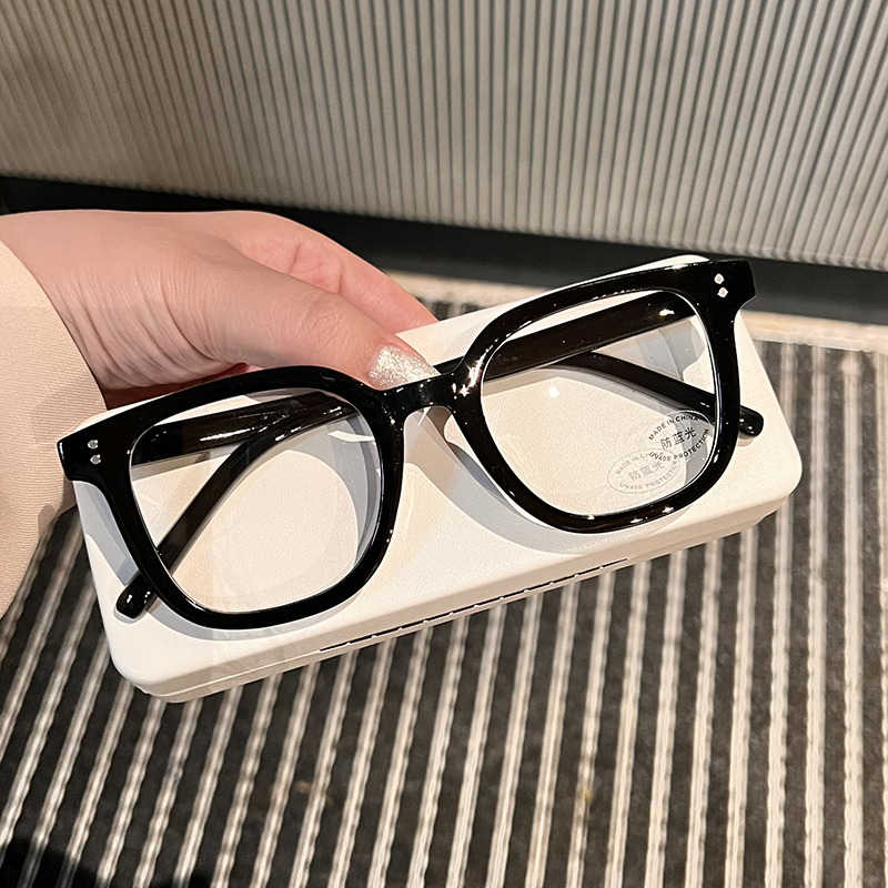 网红黑色粗框眼镜女大框原宿平光镜女圆脸大脸显瘦素颜神器眼镜架