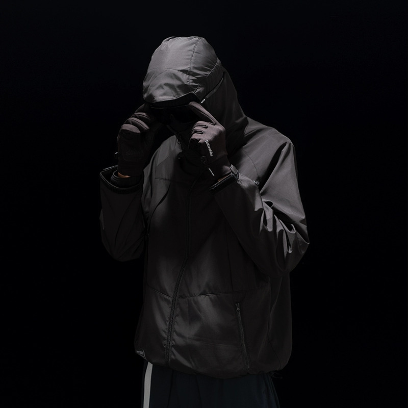 WHYWORKS 23AW机能二代冲锋衣 暗黑连帽外套多袋户外夹克防风防泼
