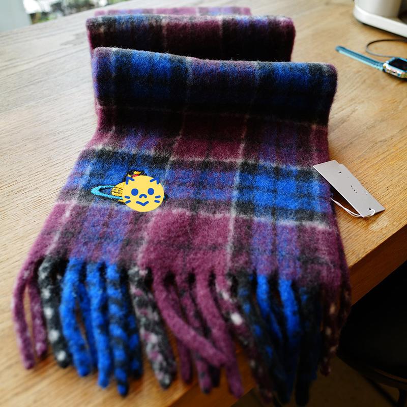 韩国小众薇薇安同款土星条纹格子