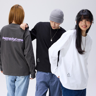 休闲打底衫 Remedy T恤男女2025新款 潮牌字母印花宽松长袖 体恤 美式