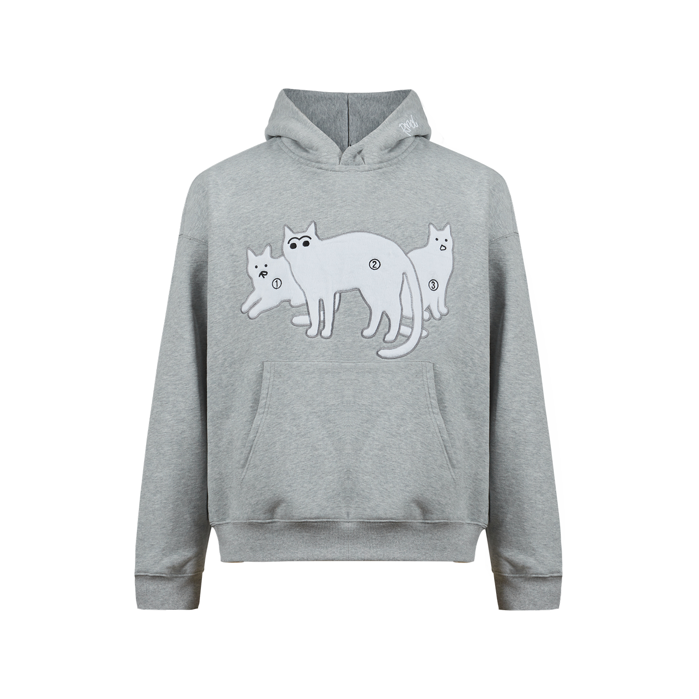 Remedy 秋季潮牌猫咪刺绣宽松帽衫外套美式重磅休闲连帽卫衣男女