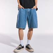 国潮宽松直筒休闲五分裤 Remedy 夏季 潮牌复古水洗牛仔短裤 男 美式